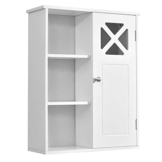 19 in. W x 7 in. D x 24 in. H White Multipurpose Bathroom Storage Wall Cabinet