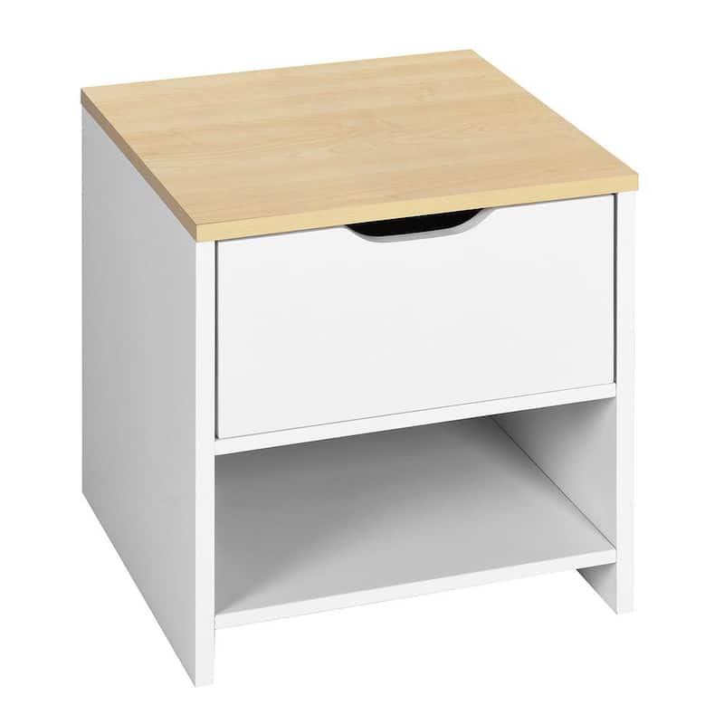 1-Drawer White Nightstand 19.7 in. x 17.7 in. x 17.7 in.