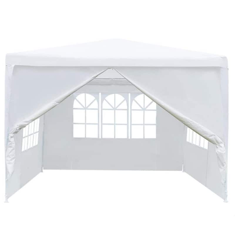 10 ft. x 10 ft. White Canopy Tent Heavy-Duty Wedding Party Tent Canopy with 4 Removable Side Walls