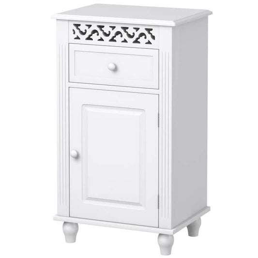 16 in. W x 12 in. D x 28.5 in. H White Bathroom Floor Storage Linen Cabinet with Drawer and Adjustable Shelf