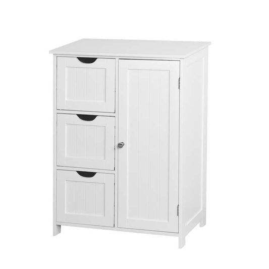 23.62 in. W x 11.81 in. D x 31.9 in. H White MDF Bathroom Storage Linen Cabinet with 3 Drawers and 1 Adjustable Shelf