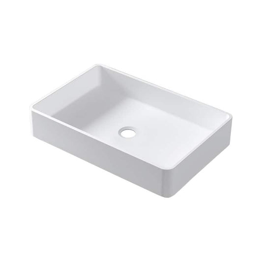 21.5 in. Solid Surface Rectangle Vessel Sink in White