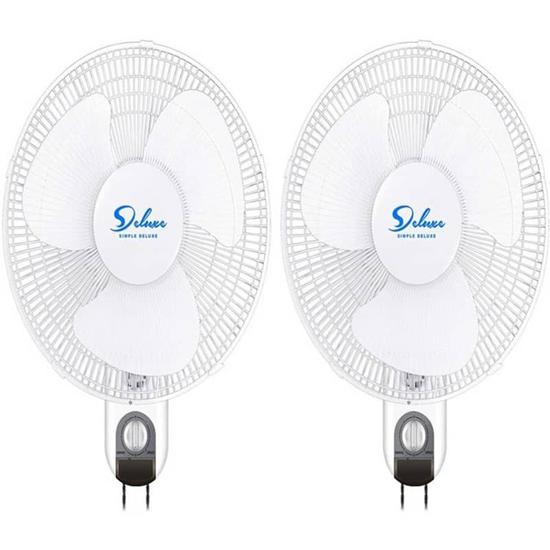 16 in. Simple Deluxe Household Pedestal White Wall Mount Fans Oscillating Quiet Operation Adjustable Tilt (2-Pack)