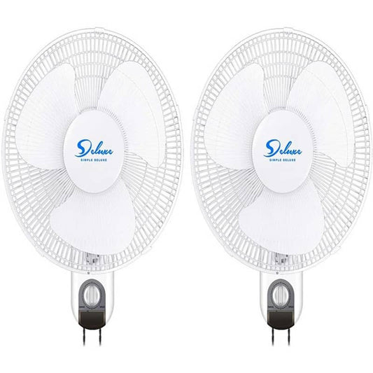 16 in. Simple Deluxe Household Pedestal White Wall Mount Fans Oscillating Quiet Operation Adjustable Tilt (2-Pack)