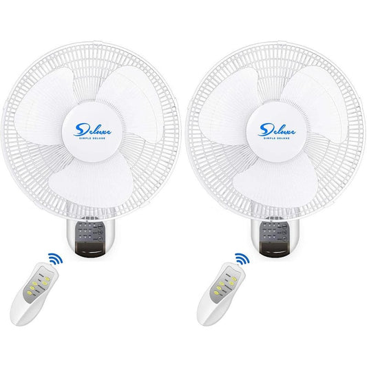 16 in. White Digital Wall Mount Fan with Remote Control 3-Oscillating Modes 3-Speed 72 in. Power Cord 2-Exhaust (2-Pack)